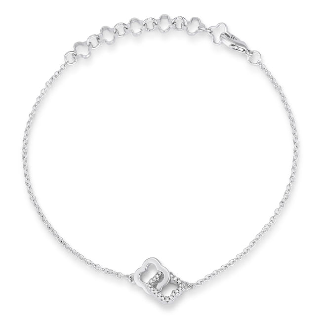 .1 Ct Rhodium Bracelet with Interlocking Floral Links